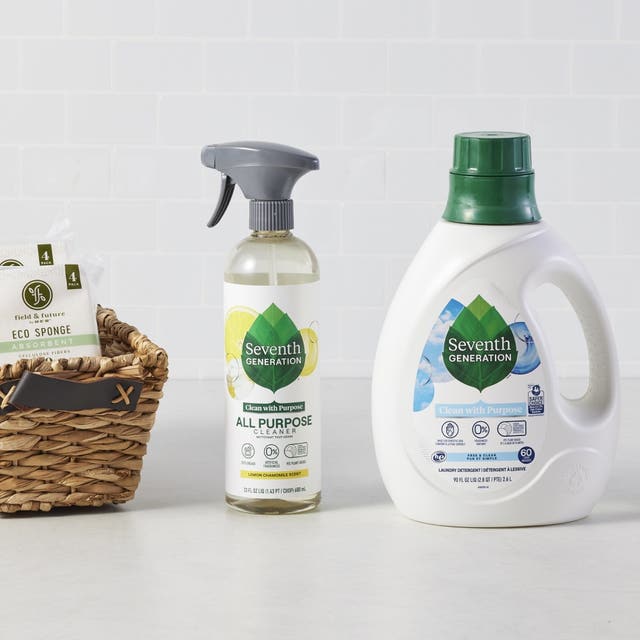 field & future eco sponge, Seventh Generation all-purpose cleaner and laundry detergent