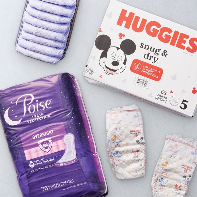 higgies baby, toddler diapers and and Poise incontinence items
