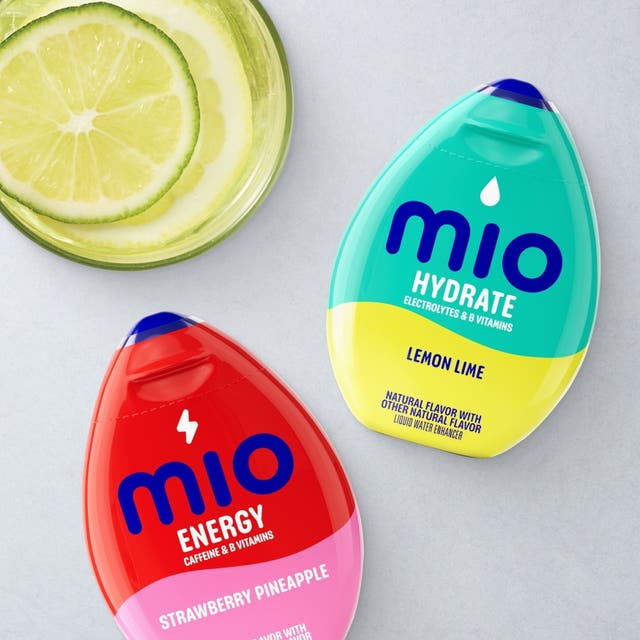 MiO hydrate and energy vitamin and caffeine drops in strawberry pineapple and lemon lime flavors