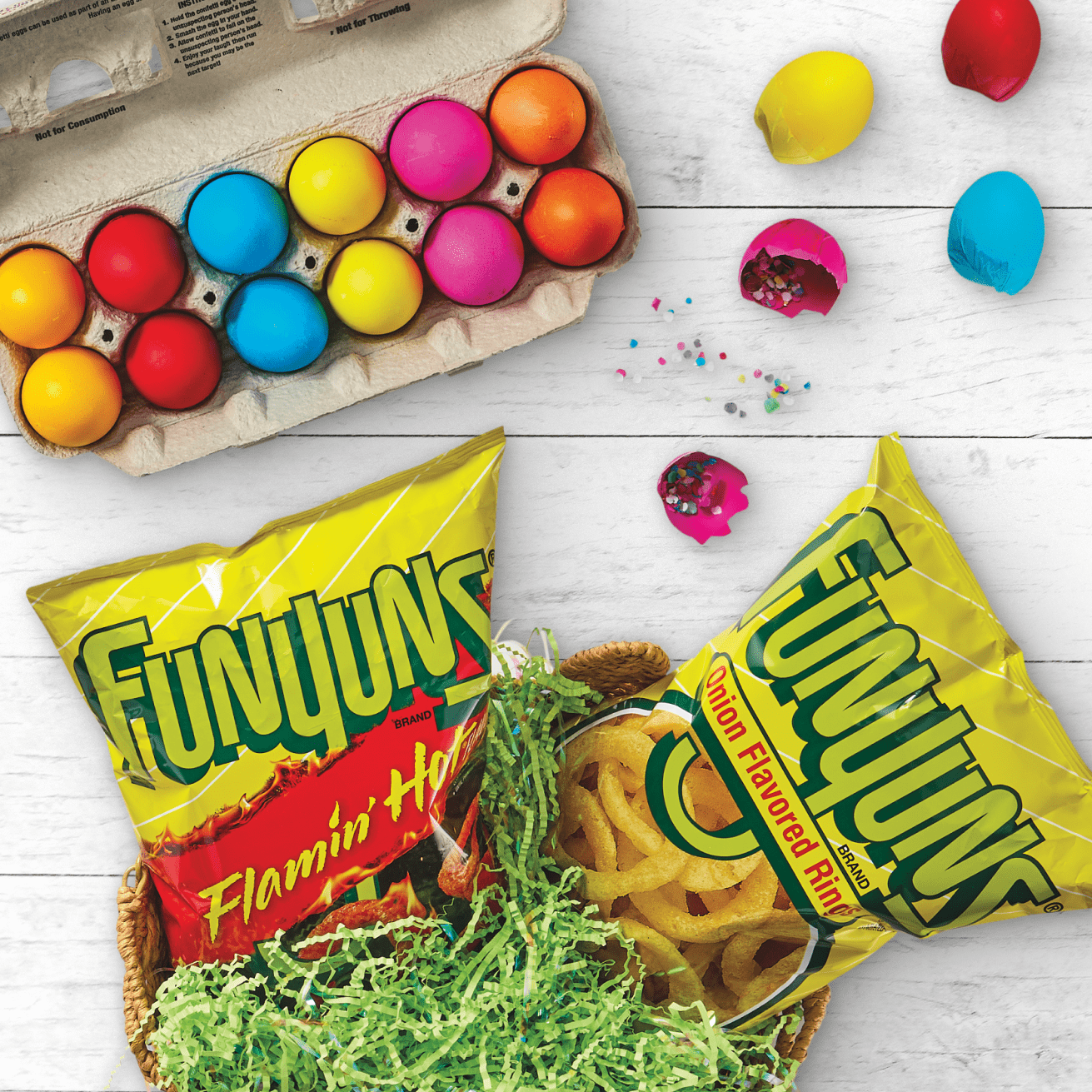 FREE cascarones when you buy select 2 Funyuns*