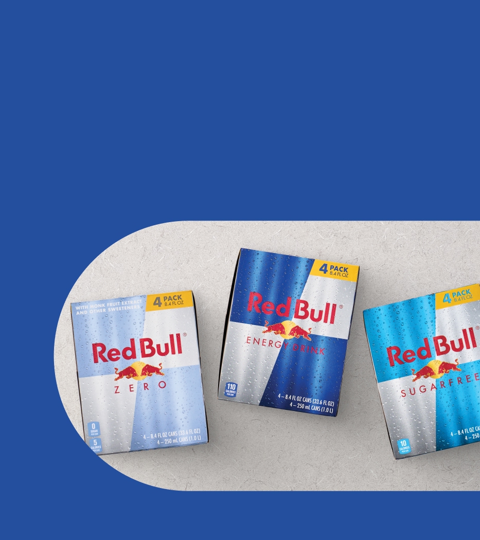 Red Bull 4pks side by side