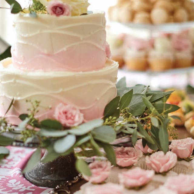 Wedding cake and flowers