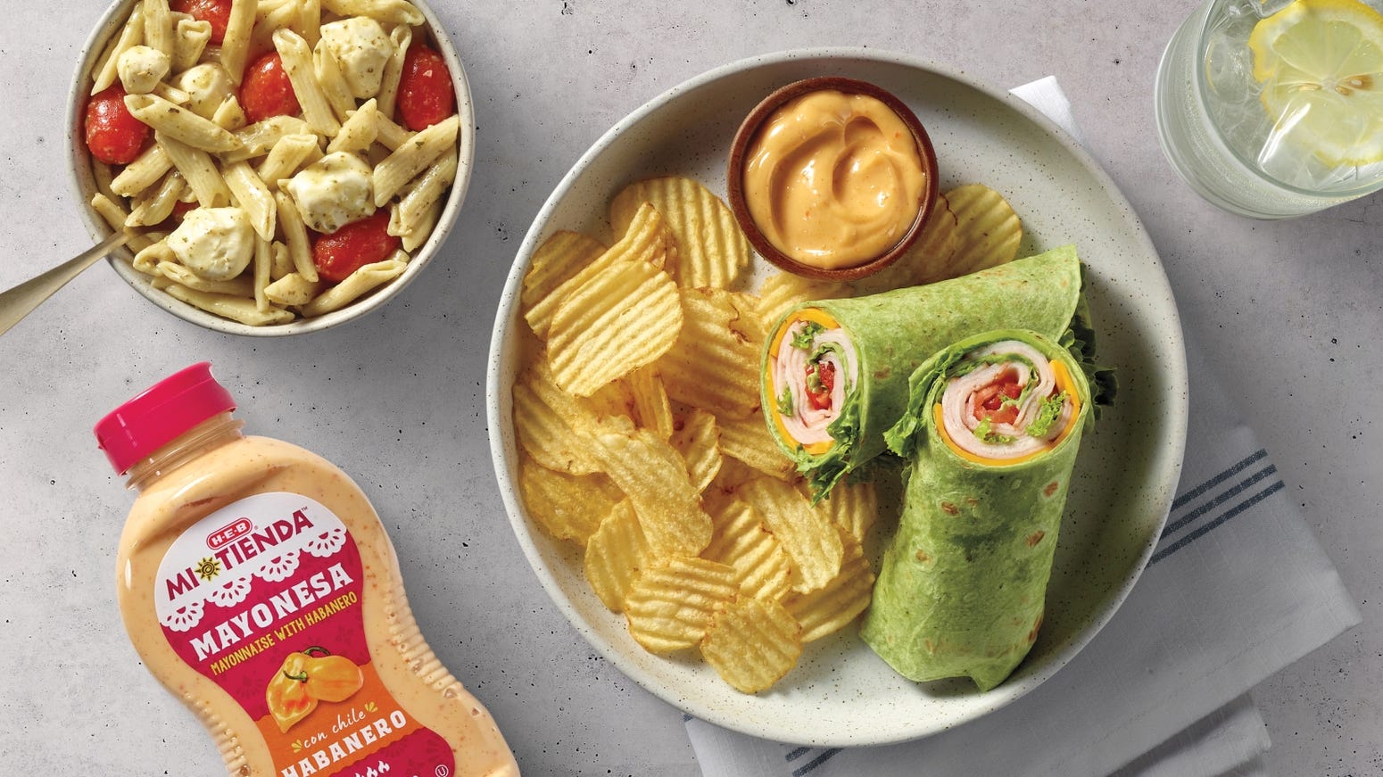 Meal Simple wrap with chips in a bowl