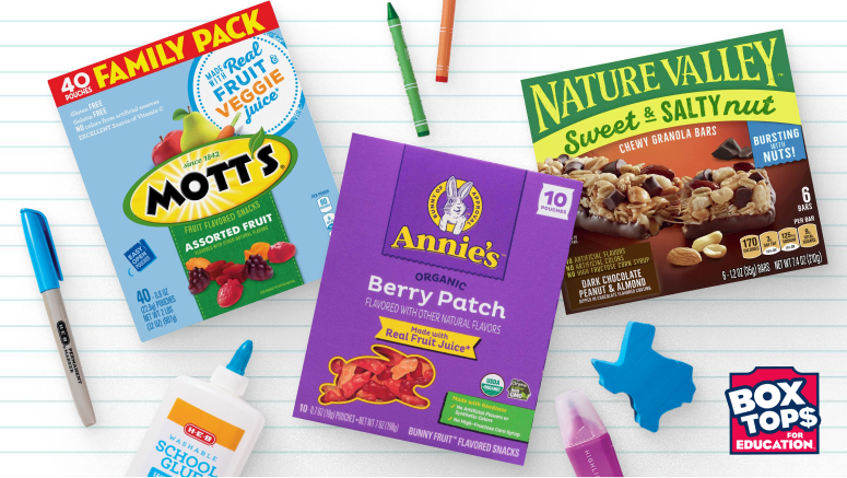 Motts fruit snacks, Annie's fruit snacks and Nature Valley granola bars group shot