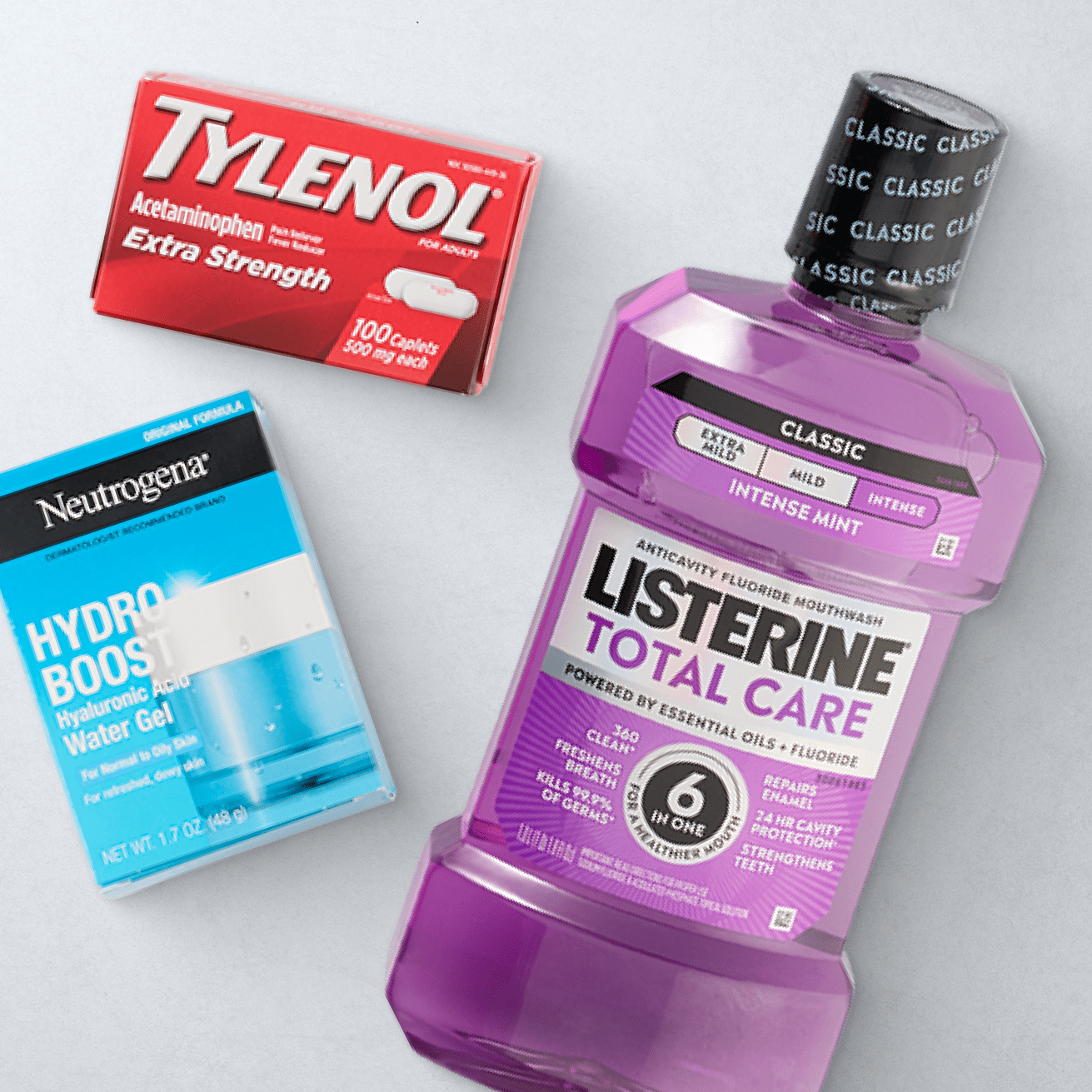 Tylenol, Listerine total care bottle