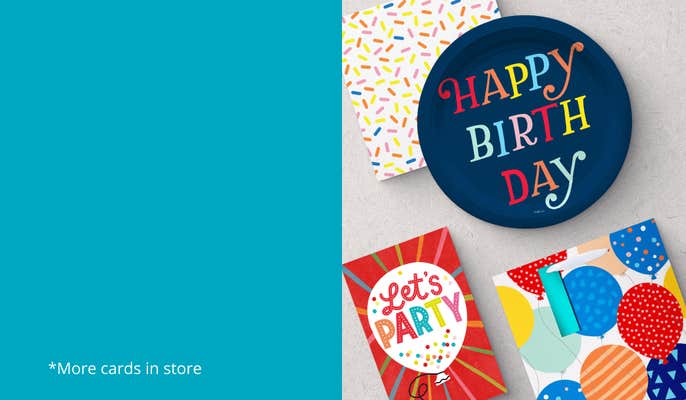 Birthday card with party themed gift bag