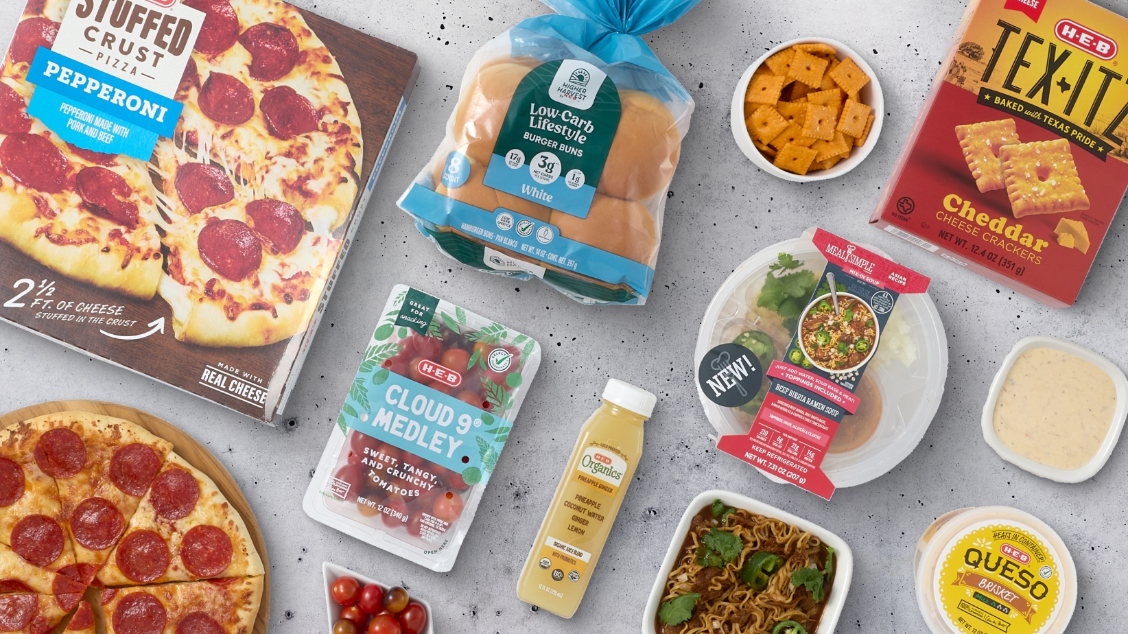 New H‑E‑B items scattered around each other.