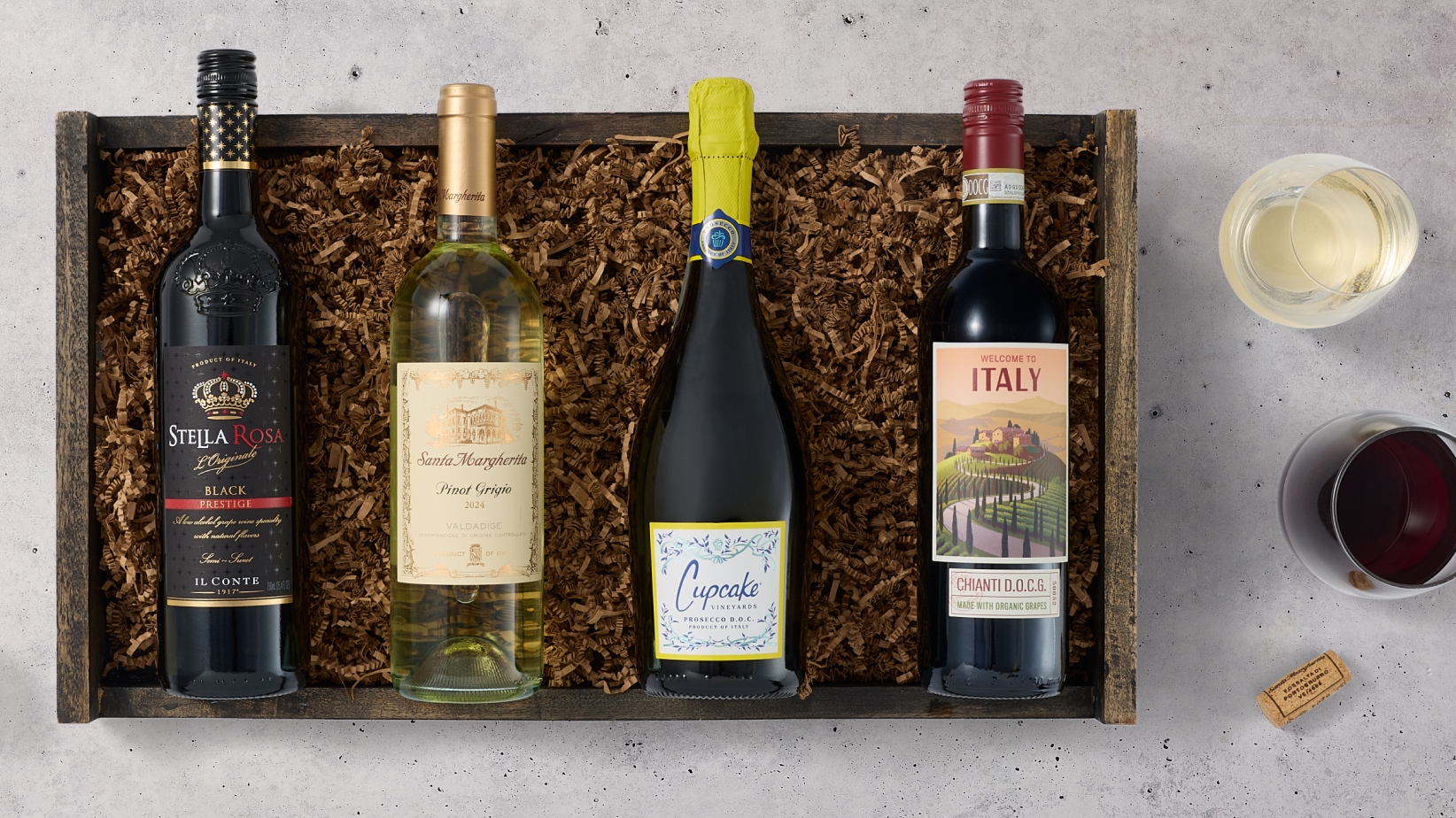 (4) Wines spread across a table