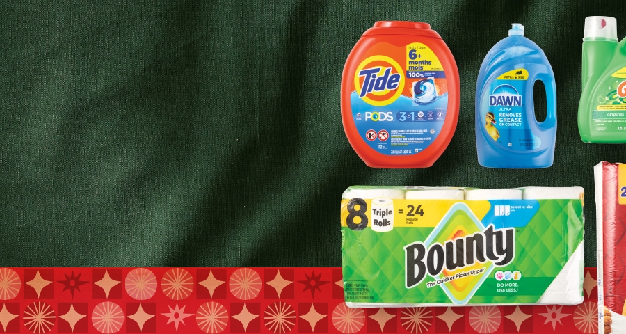 Household items displayed on a shelf