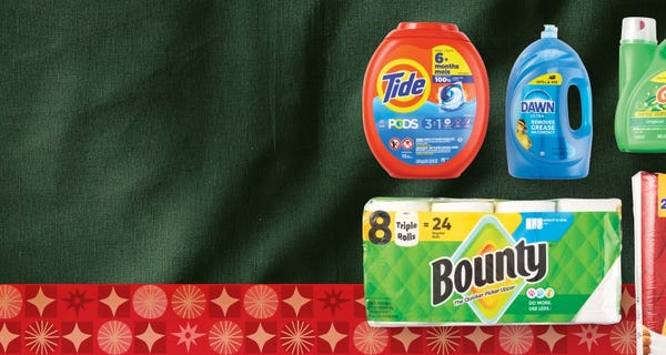 $10 off $50+ select items* Household items displayed on a shelf