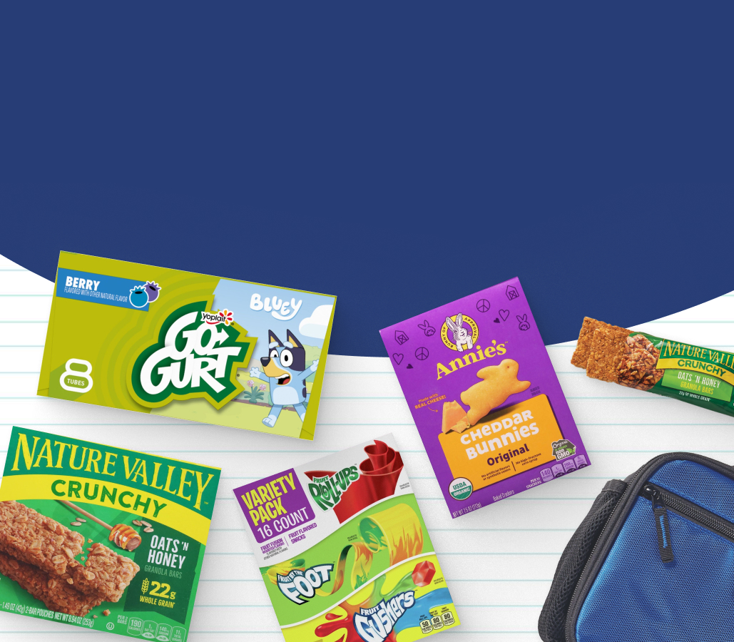 Gogurt, Nature Valley Bars, Annie's Cheddar Bunnies packshot grouping