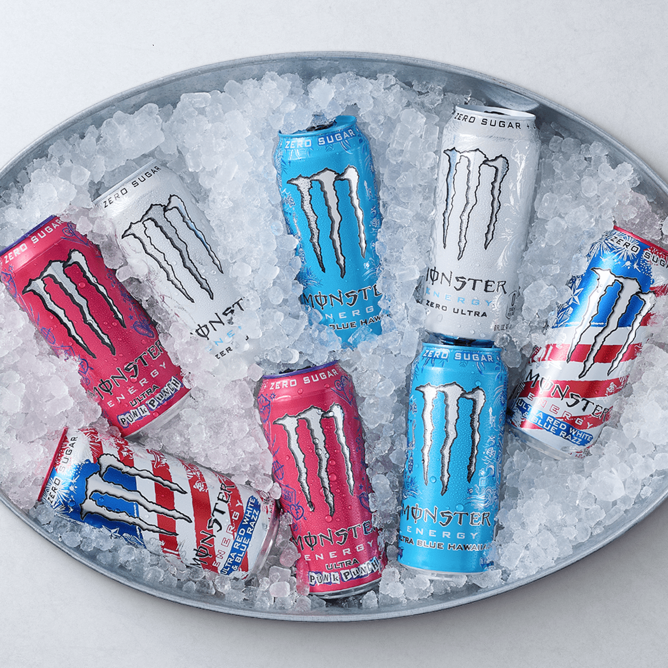 Monster drinks in an ice bucket